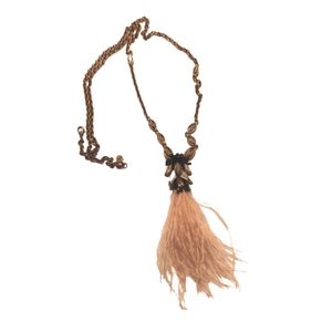 Feather tassel rhinestone stella and dot retired fadhion necklace